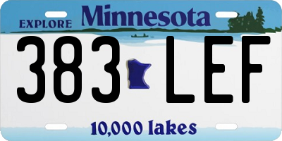 MN license plate 383LEF