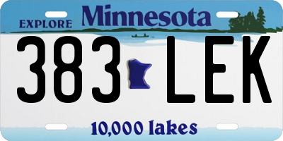 MN license plate 383LEK