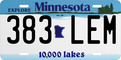 MN license plate 383LEM