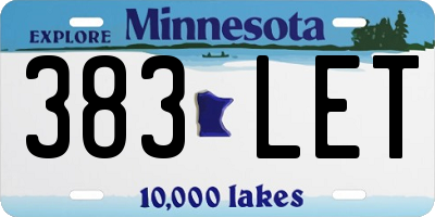 MN license plate 383LET