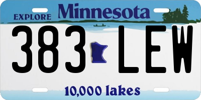MN license plate 383LEW