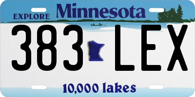 MN license plate 383LEX