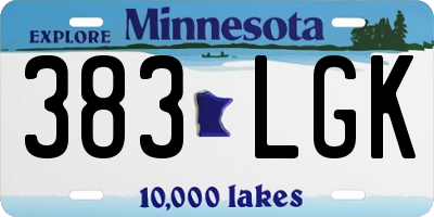 MN license plate 383LGK