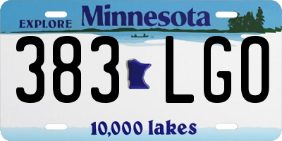 MN license plate 383LGO