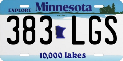 MN license plate 383LGS