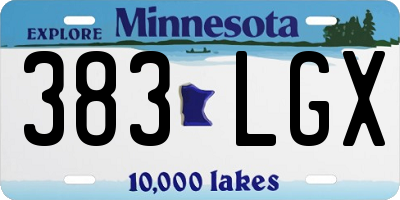 MN license plate 383LGX