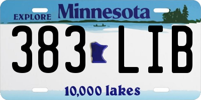 MN license plate 383LIB