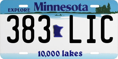 MN license plate 383LIC