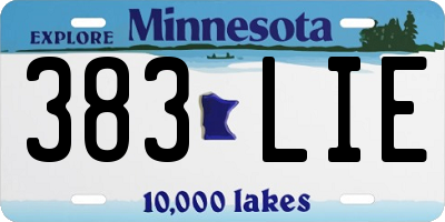 MN license plate 383LIE