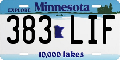 MN license plate 383LIF