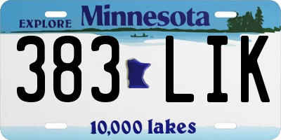 MN license plate 383LIK