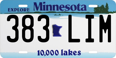 MN license plate 383LIM