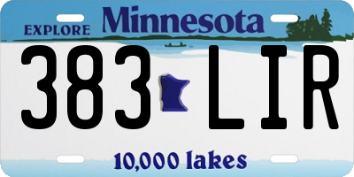 MN license plate 383LIR