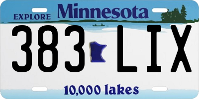 MN license plate 383LIX