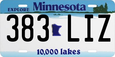 MN license plate 383LIZ