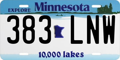 MN license plate 383LNW