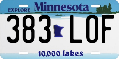 MN license plate 383LOF