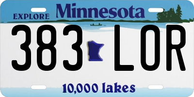 MN license plate 383LOR