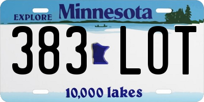 MN license plate 383LOT