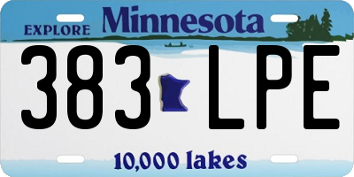 MN license plate 383LPE