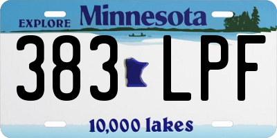 MN license plate 383LPF