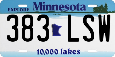 MN license plate 383LSW