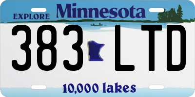 MN license plate 383LTD
