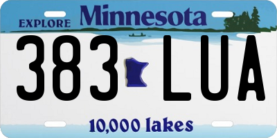 MN license plate 383LUA