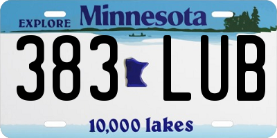 MN license plate 383LUB