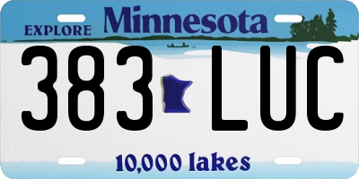 MN license plate 383LUC