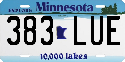 MN license plate 383LUE
