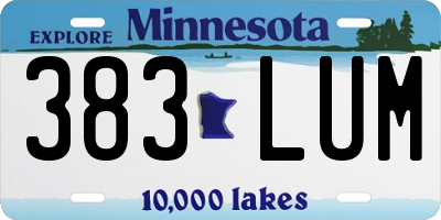 MN license plate 383LUM