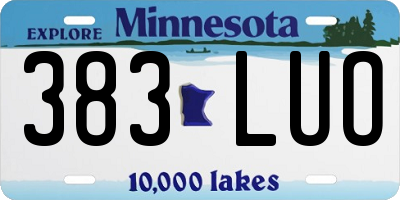 MN license plate 383LUO