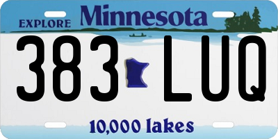 MN license plate 383LUQ