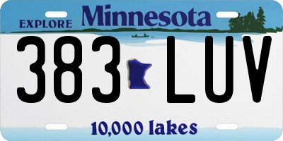 MN license plate 383LUV