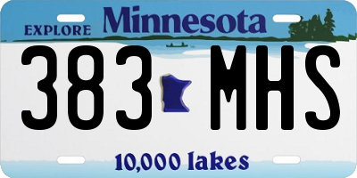MN license plate 383MHS
