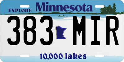 MN license plate 383MIR
