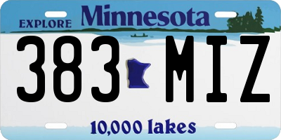 MN license plate 383MIZ