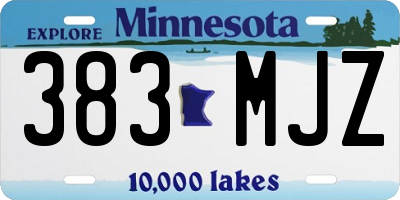 MN license plate 383MJZ