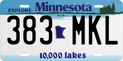 MN license plate 383MKL