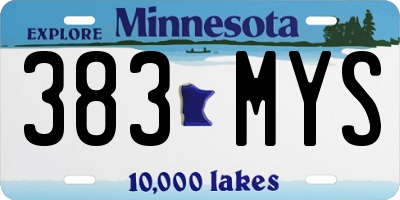 MN license plate 383MYS