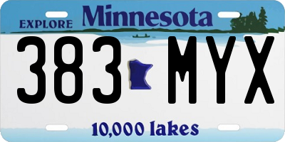 MN license plate 383MYX
