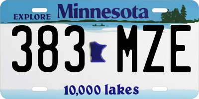 MN license plate 383MZE