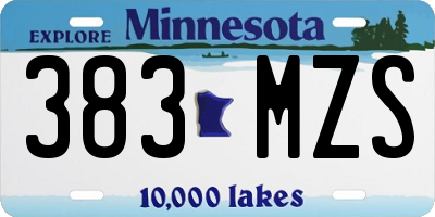 MN license plate 383MZS