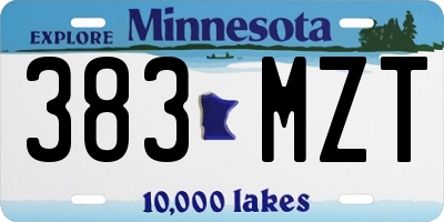 MN license plate 383MZT