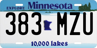 MN license plate 383MZU