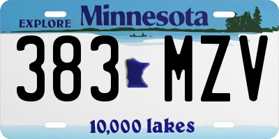 MN license plate 383MZV