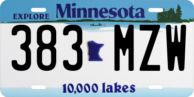 MN license plate 383MZW