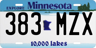 MN license plate 383MZX