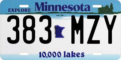 MN license plate 383MZY